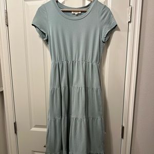 Pink Blush Maternity tiered midi dress